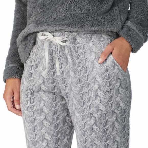 Ladies Cozy Fleece Gray Lounge Pajama Set Small - Picture 6 of 16